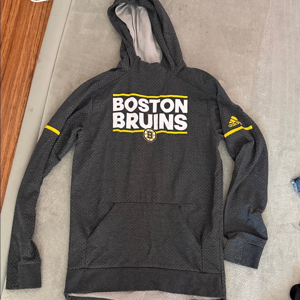 adidas Boston Bruins Hooded Pullover - Black and Yellow